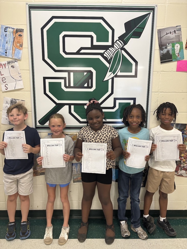 Great job to these students in Miss Emilee's class for making a 100 on the big unit spelling test! Keep up the good work!