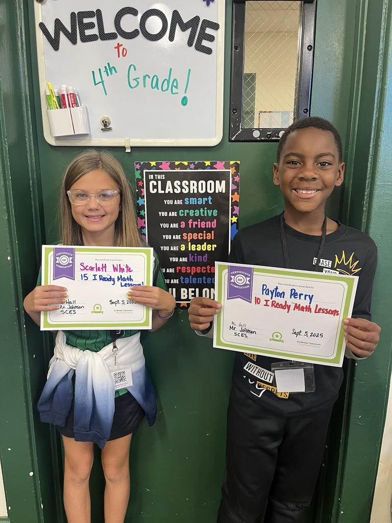 Ms. Hall would like to give a Shout Out to Scarlett White for passing 15 I ready Math Lessons and to Payton Perry for passing 10 Iready Math Lessons! Awesome job!