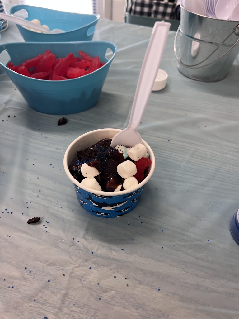 Ms Tiffany math class made 50 one hundreds on I-Ready! We celebrated with a shark ice cream party!!!