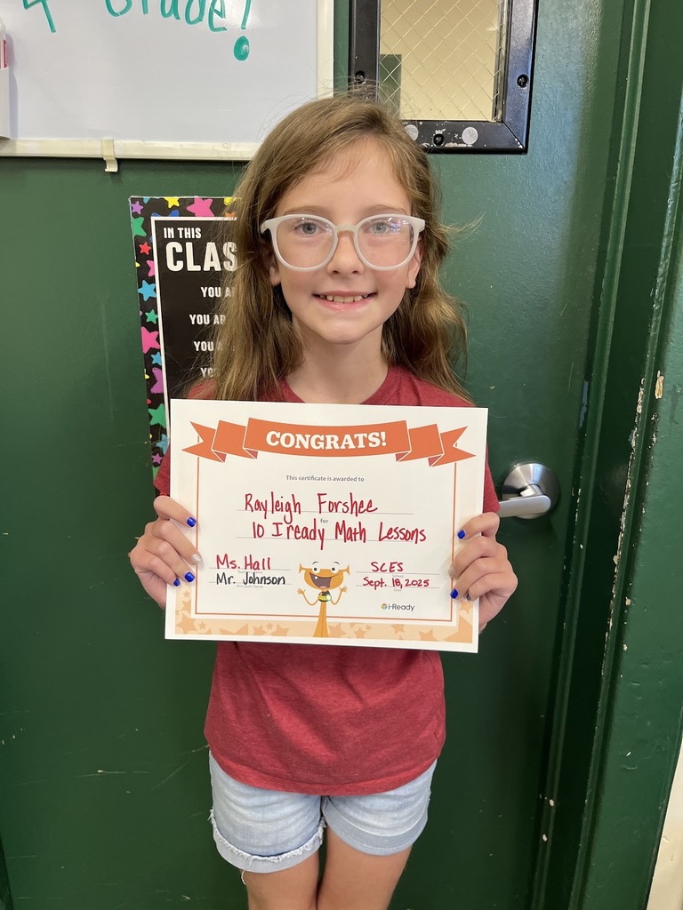 Ms. Hall wants to give Raleigh Forshee a shout out on passing 10 Iready Math Lessons! Way to go!