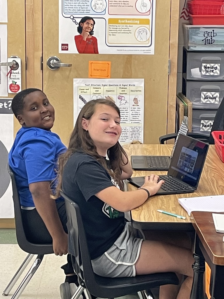 Shout-out to Sadie & Travis for coming in early to work on their Social Studies project — way to be proactive and begin with the end in mind!