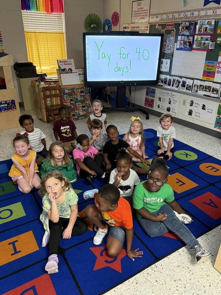 Miss Erica and Miss Brittany would like to give a shoutout to Amira Gray, Bryson Leonard, Analia Hall, Kylani Davis, Georgia Kate Scarborough, Sawyer Matthews, Kinsley Williams, Ashtyn Jones, Hudson Johnson, Riley Miller, Kalan Alday, AJ Barber, Kysen Cosby and Will Givens for coming to school for 40 days.