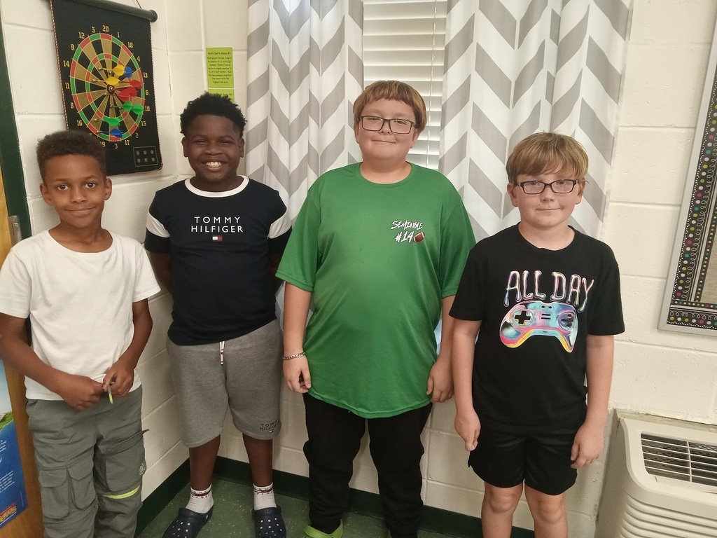 Mrs. Gross would like to congratulate Ja'Khyi, Reid, Wyatt, and Issac for making a 100 on the adding and subtracting decimals comprehension check. Hard work does pay off!