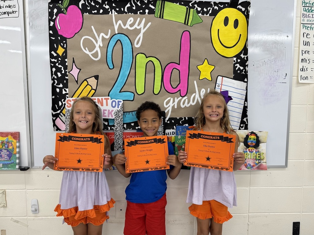"🎉👏 Congratulations to Eden Hunter, Jayden Wright, and Ella Hunter from Mrs. Beth Whitaker’s class for passing 25 i-Ready lessons! 📚✨ We are so proud of your hard work and dedication—keep reaching for those goals! 🚀💯  #iReadySuccess #sharpenthespear #KeepItUp"
