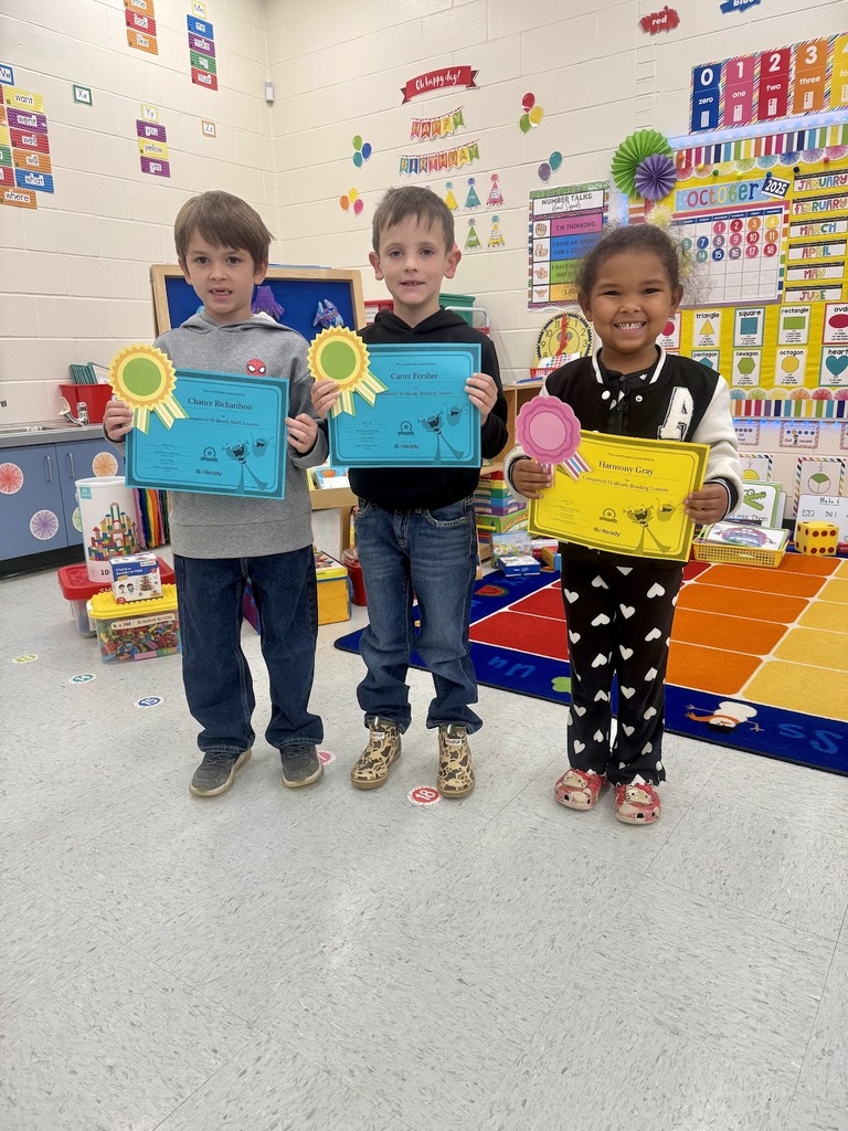 Miss Jodi Harper and Miss Jalee’ Conley would like to give a “SHOUTOUT” to Chance Richardson for completing 50 i-Ready Math lessons, Carter Forshee for completing 50 i-Ready Reading lessons and Harmony Gray for completing 25 i-Ready Reading lessons. Awesome job!!