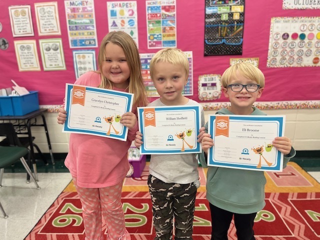 Miss Lizzy & Miss Katrina would like to give a Shout Out to Gracelyn, William, and Eli for passing 25 i-Ready lessons!