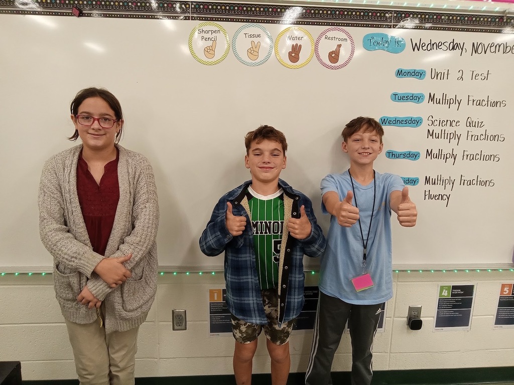 Mrs. Gross would like to give a "Shout Out" to Ava, Reese, and Raige for making a 100 on the Unit 2 iReady Math test. Outstanding!