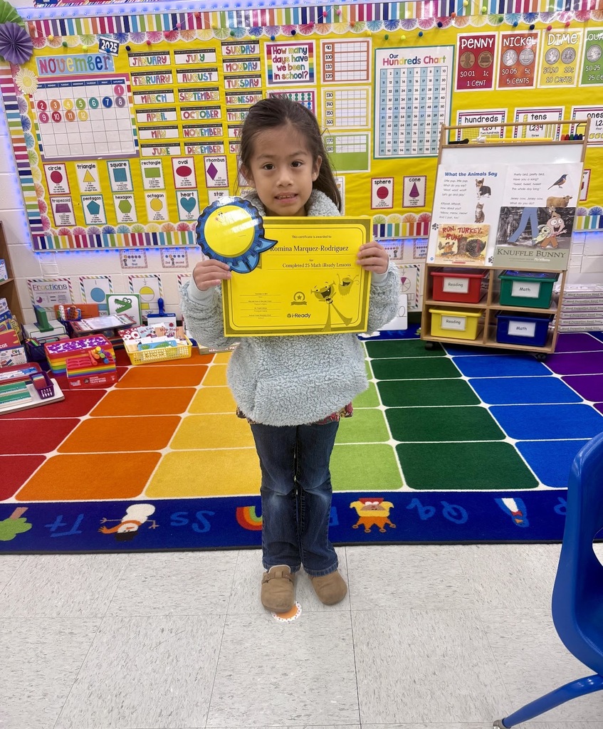 Miss Jodi Harper and Miss Jalee’ Conley would like to give a “SHOUTOUT” to Romina Marquez-Rodriguez for completing 25 i-Ready Math lessons. Way to go! 