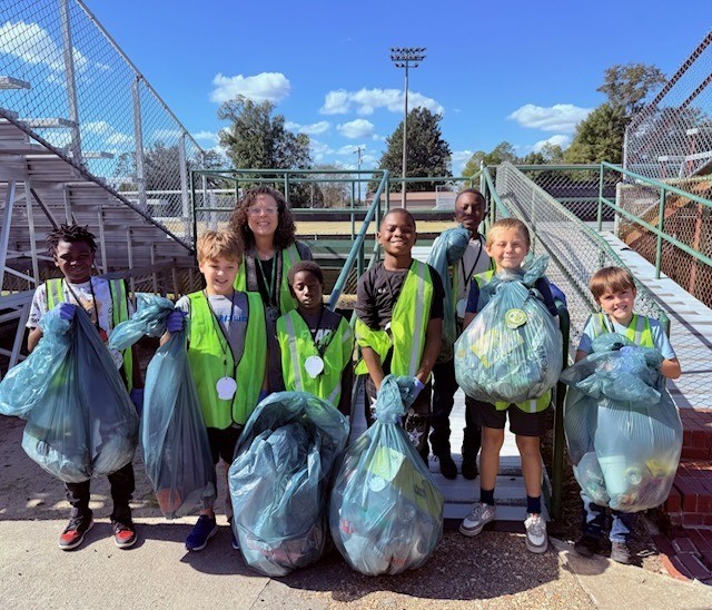 Thank you to Ms Lawhorn‘s and Mr. Castor’s SCES Green Team for collecting almost 25 pounds of trash on and around the football field.