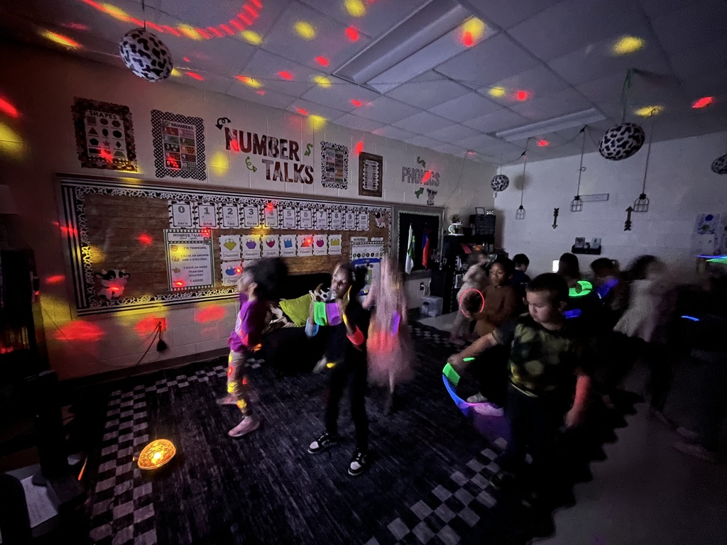"Ms Tiffany would like to give her math classes a shout out for making one hundred 100s on I-Ready!!! They celebrated with a glow Dance party!!!"