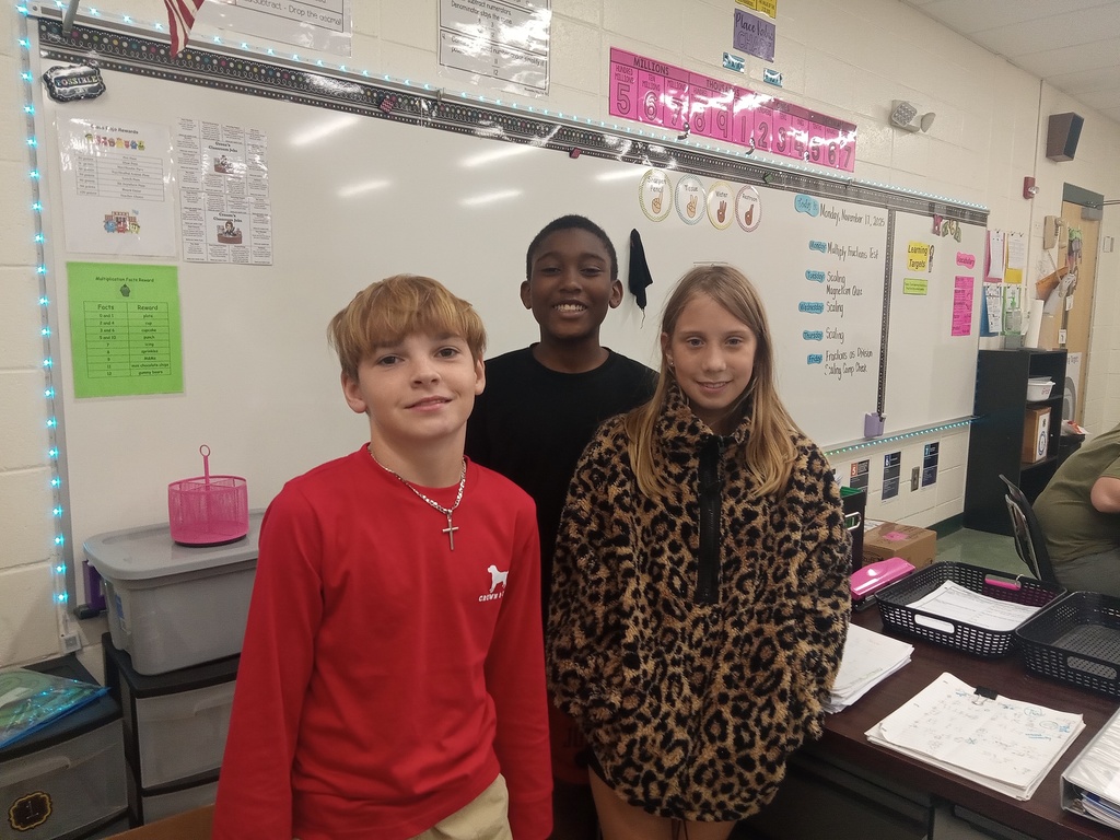 Mrs. would like to give a "Shout Out" to Ava, Dorian, Holden, Addison, and Jordyn for passing 20 iReady Math lessons! Keep it up!