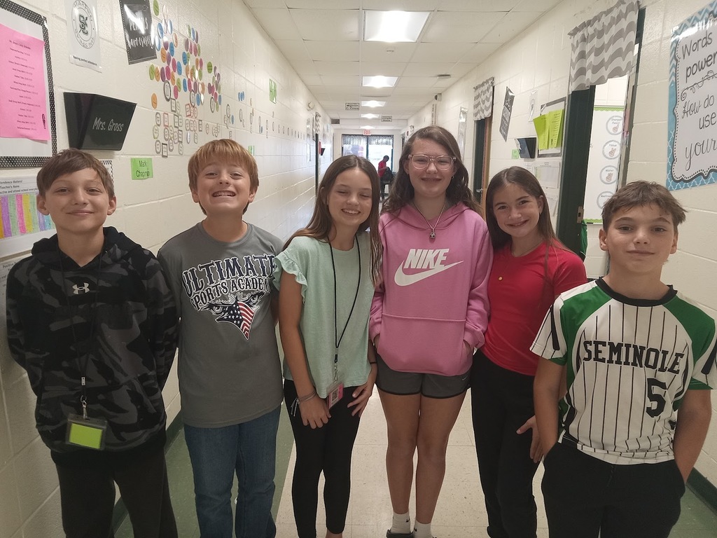 Mrs. Gross would like to give a "Shout Out" to these students for making a 100 on their multiplying fractions test. Way to go!