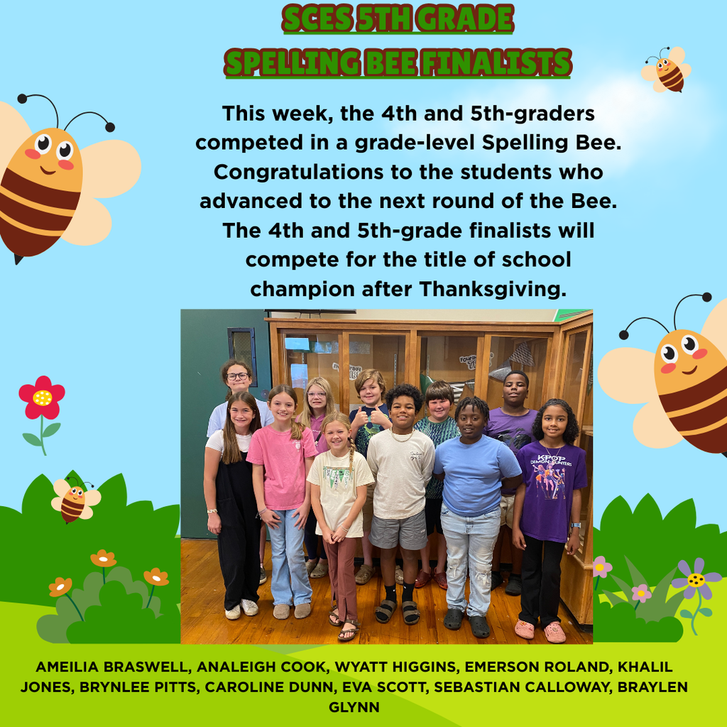 5th Grade Spelling Bee finalists.