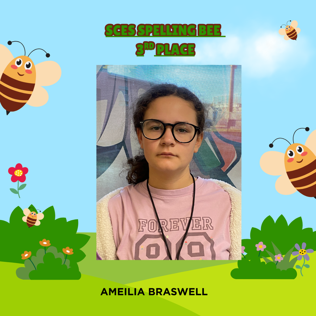 Ameilia Braswell - 3rd place Runner up in spelling Bee.