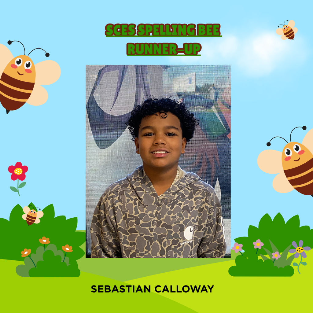 Sebastian Calloway 2-place runner up in spelling bee.