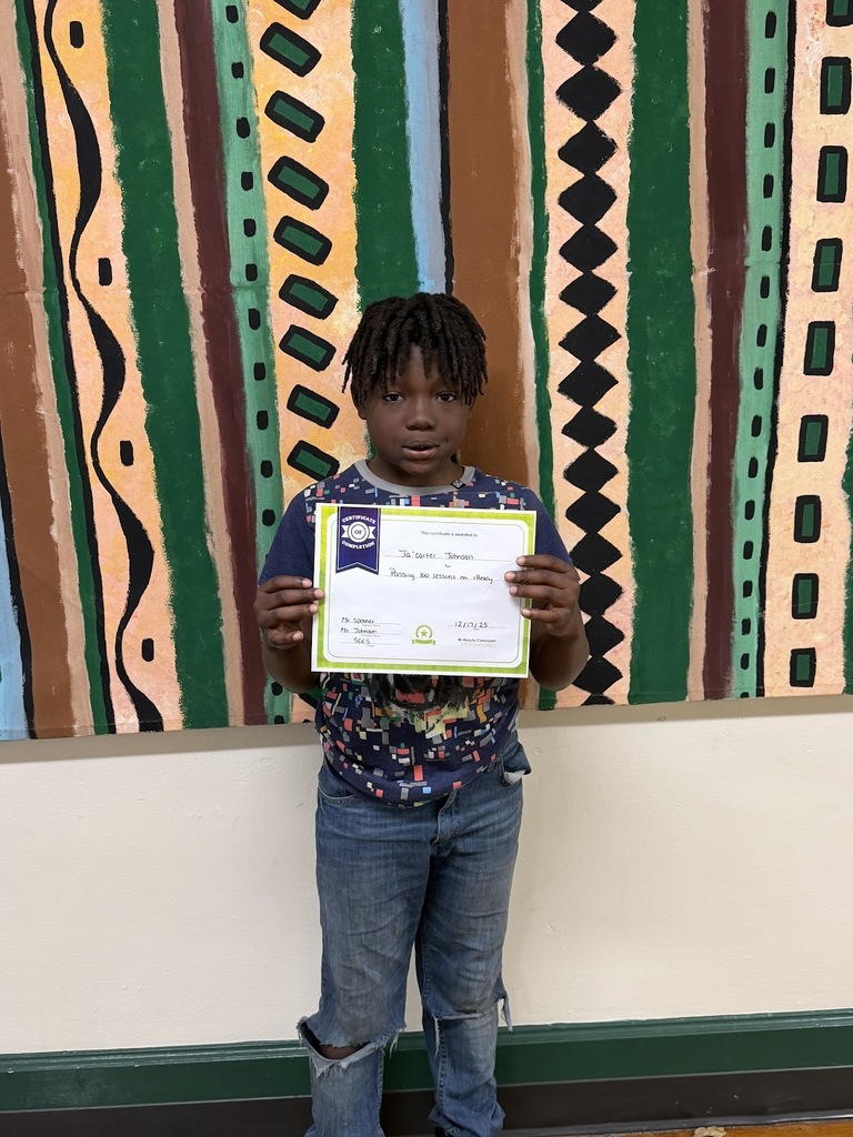 Congratulations to Ja'Carter Johnson for completing 100 iReady math lessons!