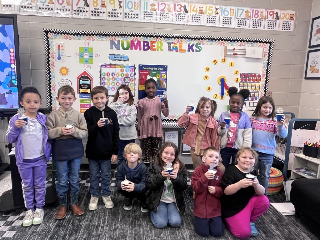 Shout out to Ms. Tiffany’s math class for everyone passing their weekly tens and ones math assessment. They celebrated with a winters treat for their Fun Friday! 