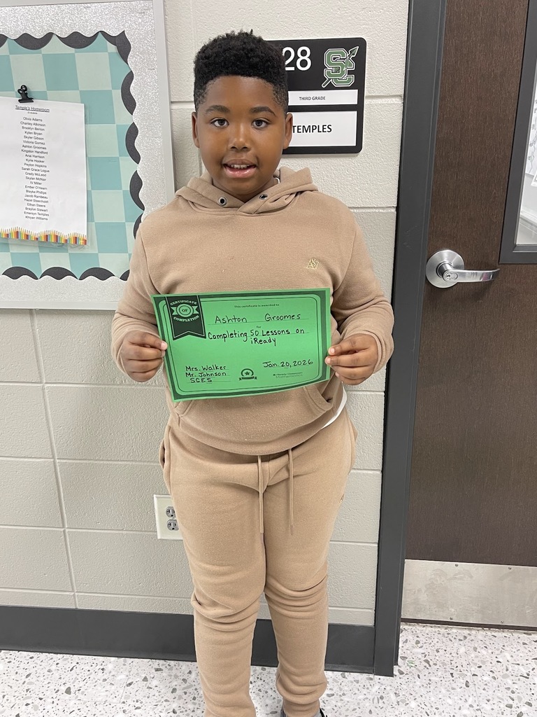 Mrs. Walker would like to give a shoutout to Ashton Groomes for completing 50 iReady lessons in math!