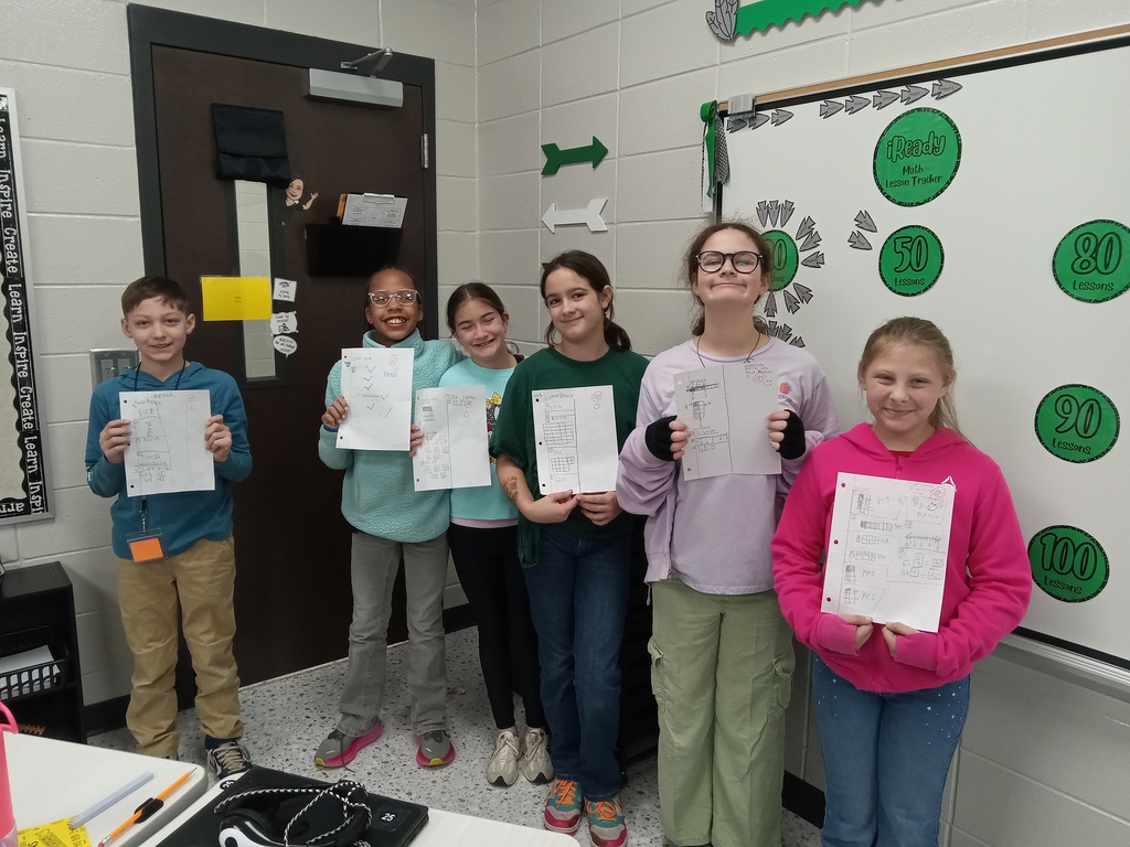 Mrs. Gross would like to congratulate Reese, Charlie, Brynlee, Ava, Ameilia, Dixie, and Holden for making a perfect score on their Dividing with Unit Fractions comprehension check! Amazing work!