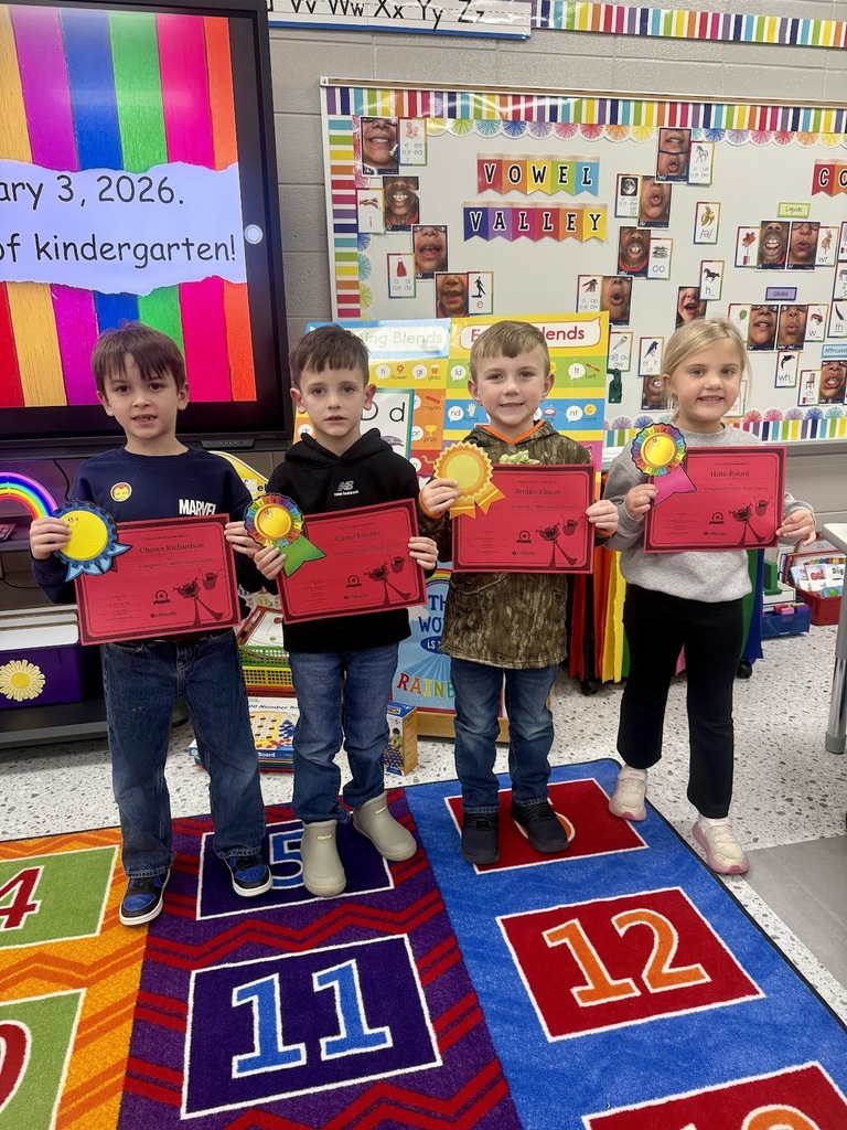 Miss Jodi Harper and Miss Jalee’ Conley would like to give a “SHOUTOUT” to Chance, Carter, Bentley, and Hattie for passing 75 Math i-Ready lessons. Awesome job! 