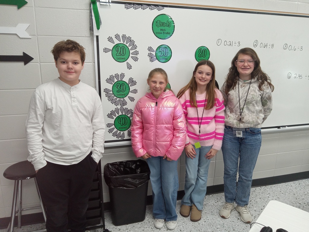 Mrs. Gross would like to congratulate Caroline, Sadie, Wyatt Higgins, Dixie, and JaKobe for completing 40 iReady Math lessons! Awesome job!
