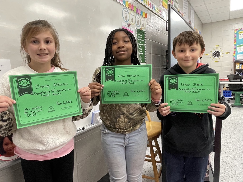 Mrs. Walker would like to give a shoutout to Chanley, Anai, and Ethan for completing 50 iReady lessons in math. Great Job!