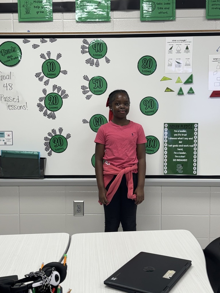 Aarion Clark in Mrs. Norton's math class has completed 20 iReady math lessons
