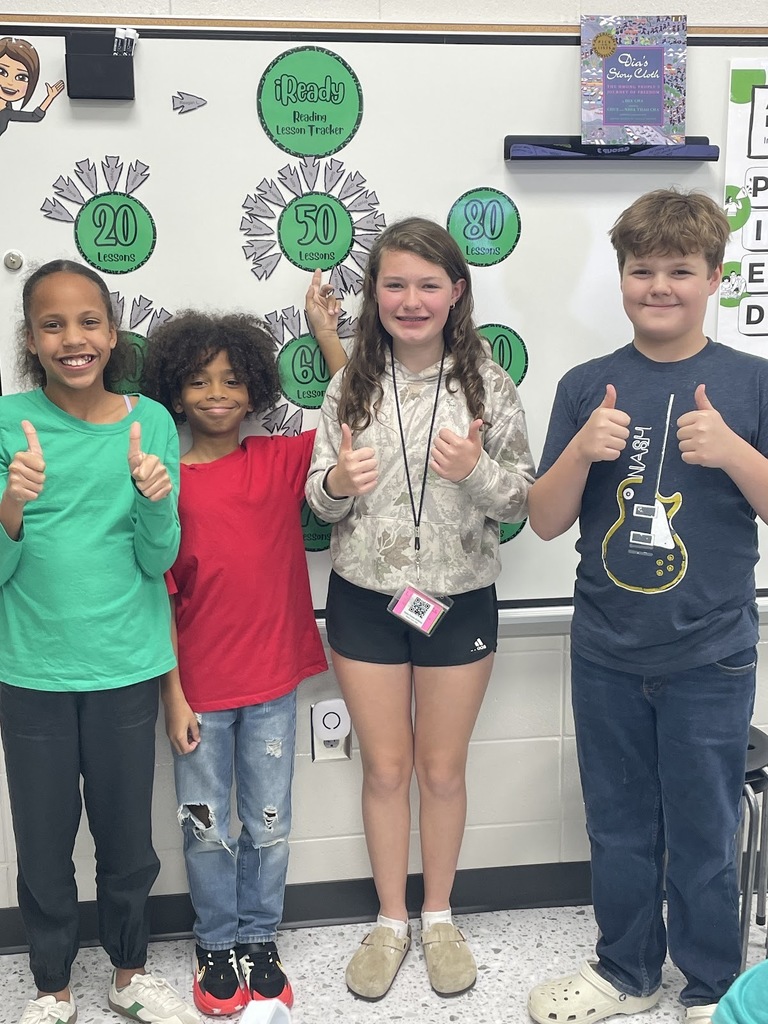"Mrs. Croom would like to give a BIG 🎉 SHOUT OUT 🎉 to Charlie Deibert, Caleum Williams, Sadie Gribbins, and Wyatt Higgins for passing 50 iReady lessons!  📚🌟 Way to go! Your dedication and hard work are truly paying off. We are so proud of each of you—keep striving for success! 🌟📚"