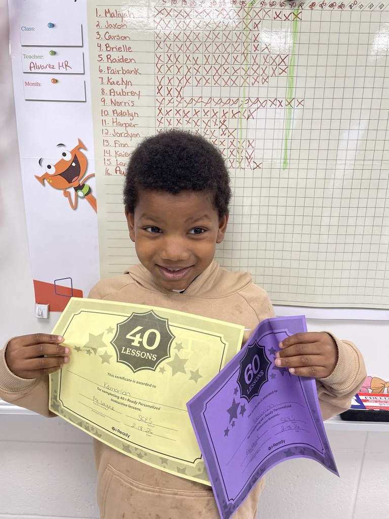 Congratulations to Kamorion for passing 40 and 60 iReady lessons! Way to go buddy! 
