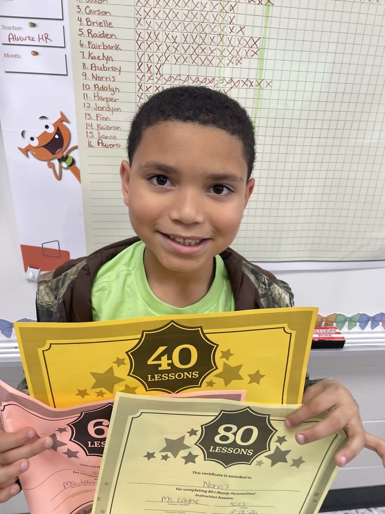 Congratulations to Norris for passing 40 and 60 and 80 iReady lessons! Way to go bud!!! Wow!!!