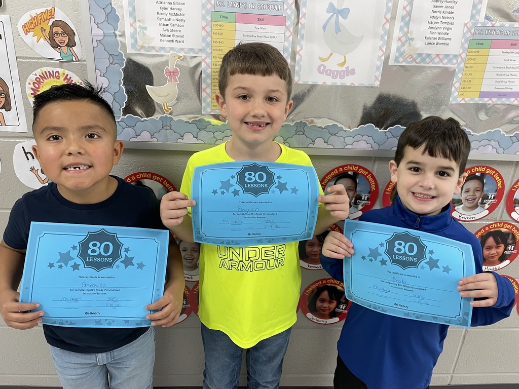Congratulations to Gerardo, Brycen and Brody for passing 80 iReady lessons!!! Wow!!!