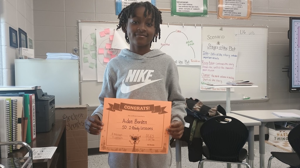 Miss Jessie, subbing for Mrs. Atkinson's 4th Grade ELA class, would like to give a shout out to Aiden Borden for completing 50 i-Ready lessons!