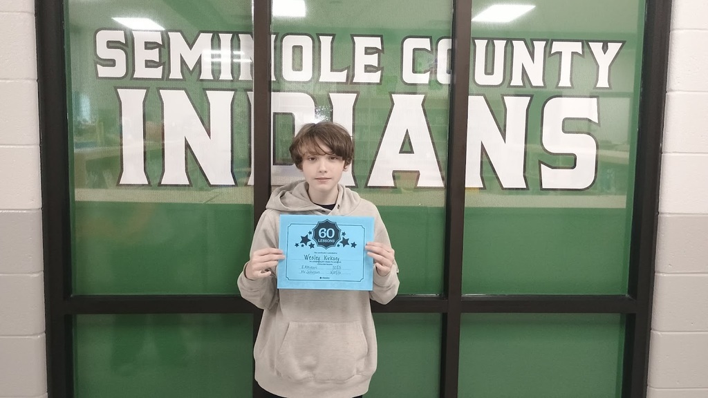 Miss Jessie, subbing for Mrs. Atkinson's 4th Grade ELA class, would like to give a shout out to Wesley Kirksey for completing 60 i-Ready lessons!