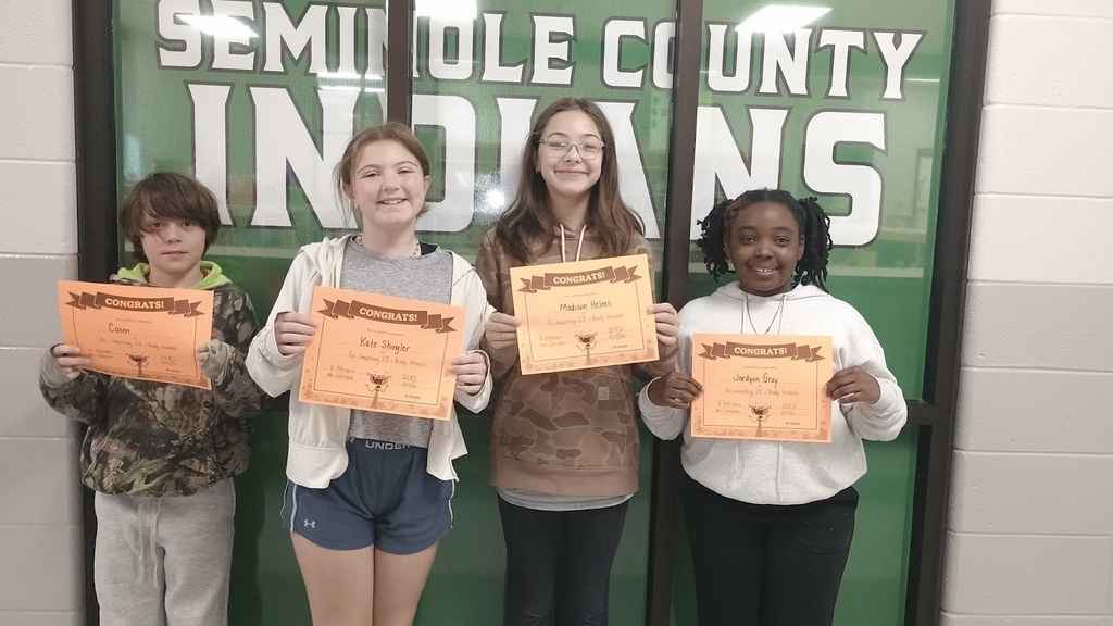 Miss Jessie, subbing for Mrs. Atkinson's 4th grade ELA class, would like to give a shout out to Casen Lauminick Kate Shingler, Madison Helms, and Jordynn Gray for completing 25 i-Ready lessons!