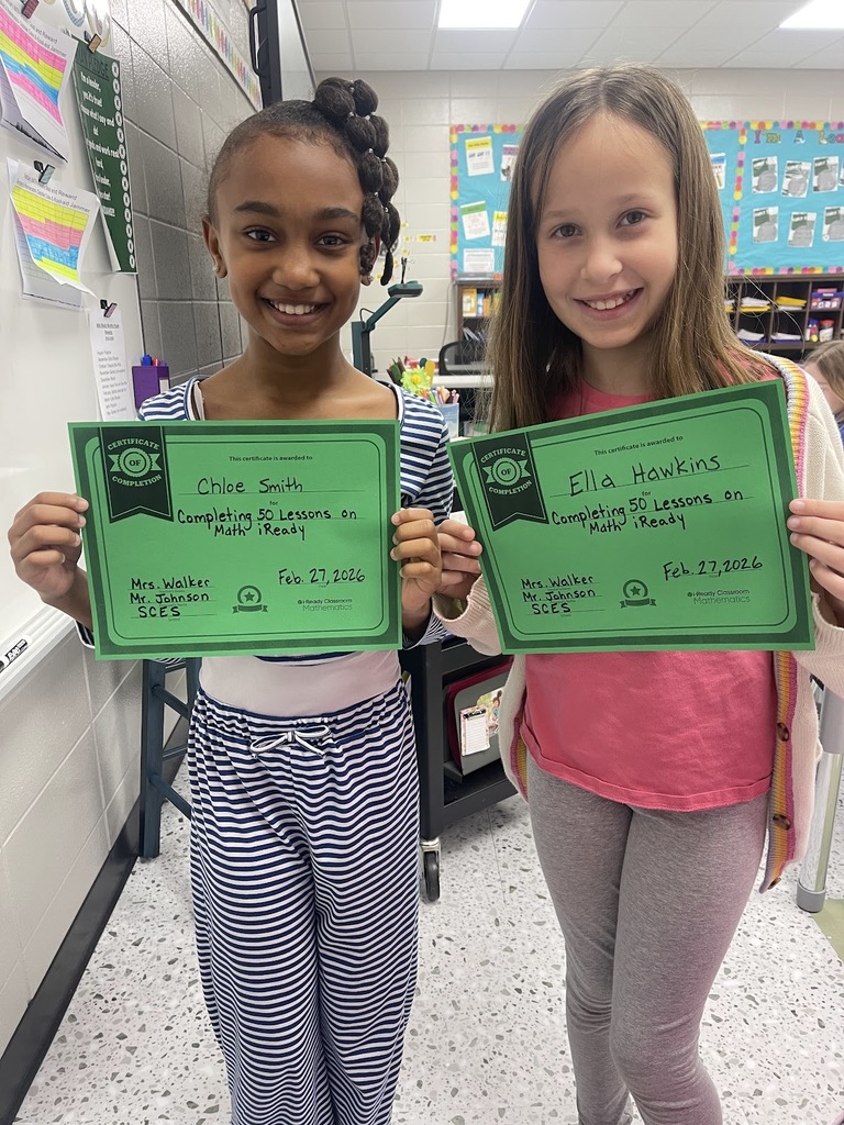 Mrs. Walker would like to give a shoutout to Chloe and Ella for completing 50 iReady lessons in math! Great job!