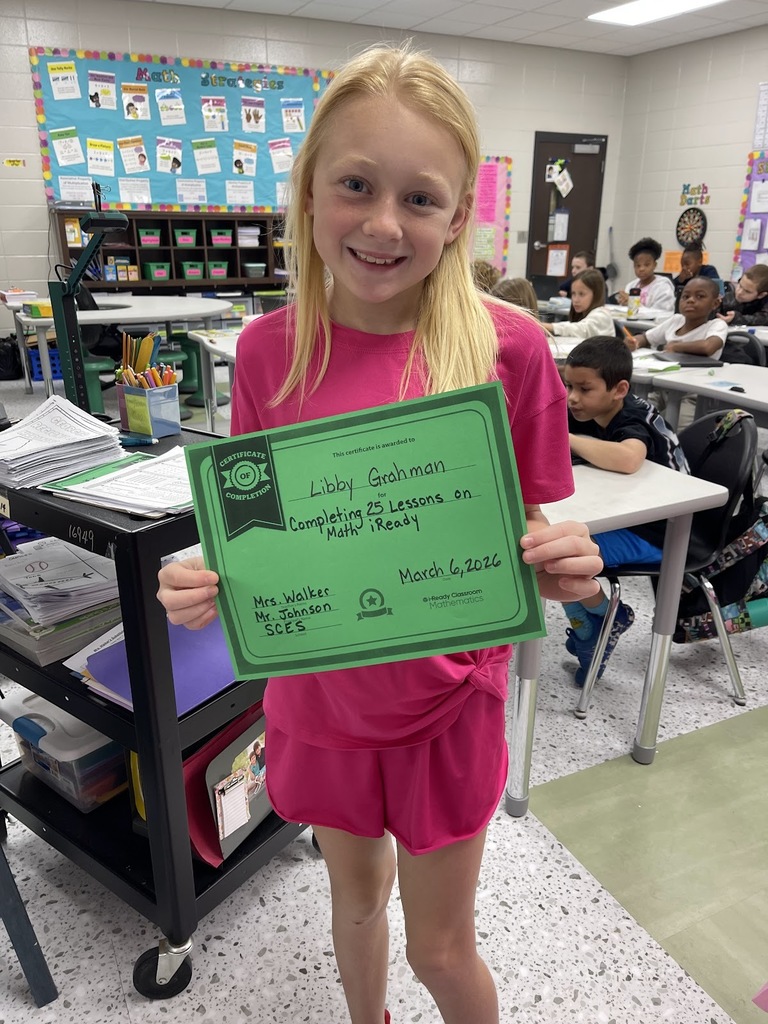Mrs. Walker would like to give Libby Graham a shoutout for completing 25 iReady lessons in math.