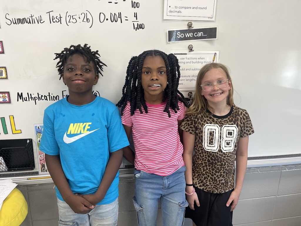 Ms. Hall would like to say great job to Xavier Thompson, Ma'liyah Glenn, and Clois Harrison for making a 100 on their Iready Math Summative test over fractions and decimals.