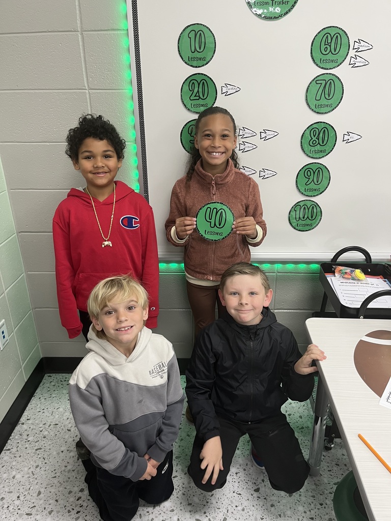 Miss Hannah would like to for a shout out to Ayden Anderson, Nicole Groomes, Rhett Moulton, Remington Scott, Tre Shingler, Layla Roney, Scarlett Roland, Trip Blackburn, Judson Hendley, and Ella Hunter for completing 40 i-Ready lessons!