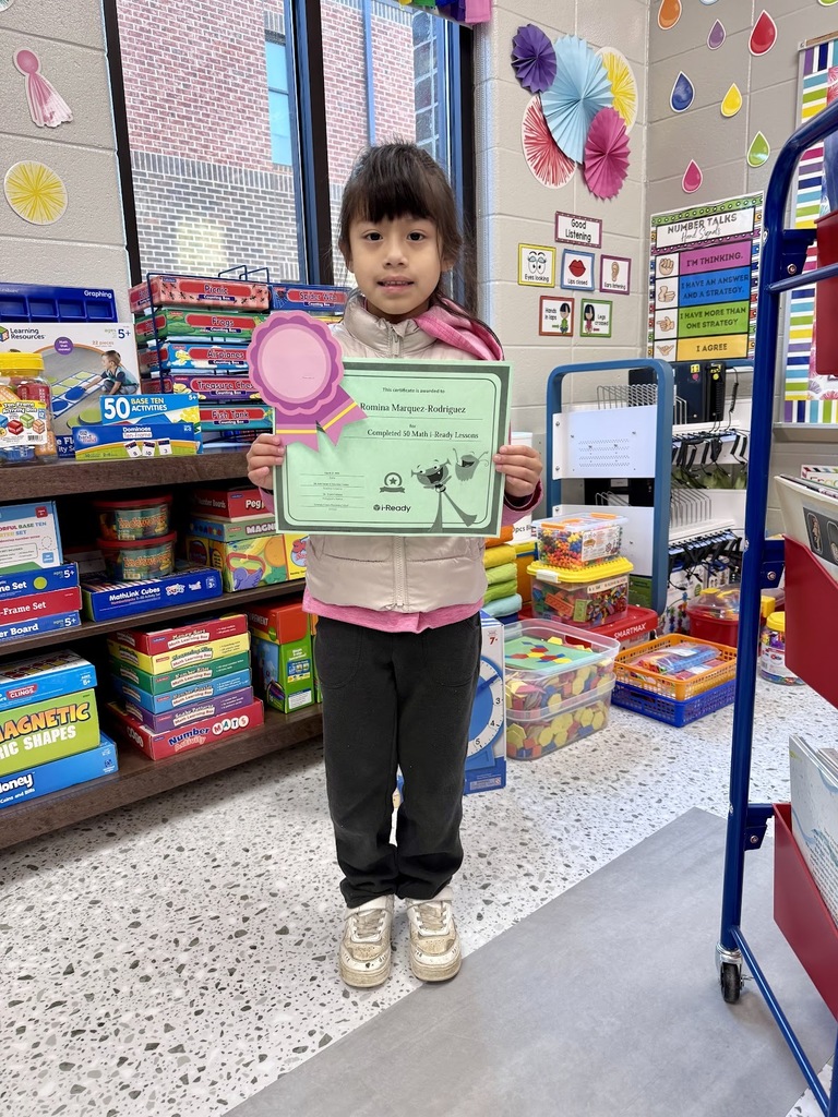 Miss Jodi Harper and Miss Jalee’ Conley want to give a “SHOUTOUT” to Romina Marquez-Rodriguez for passing 50 i-Ready Math lessons. Great job!