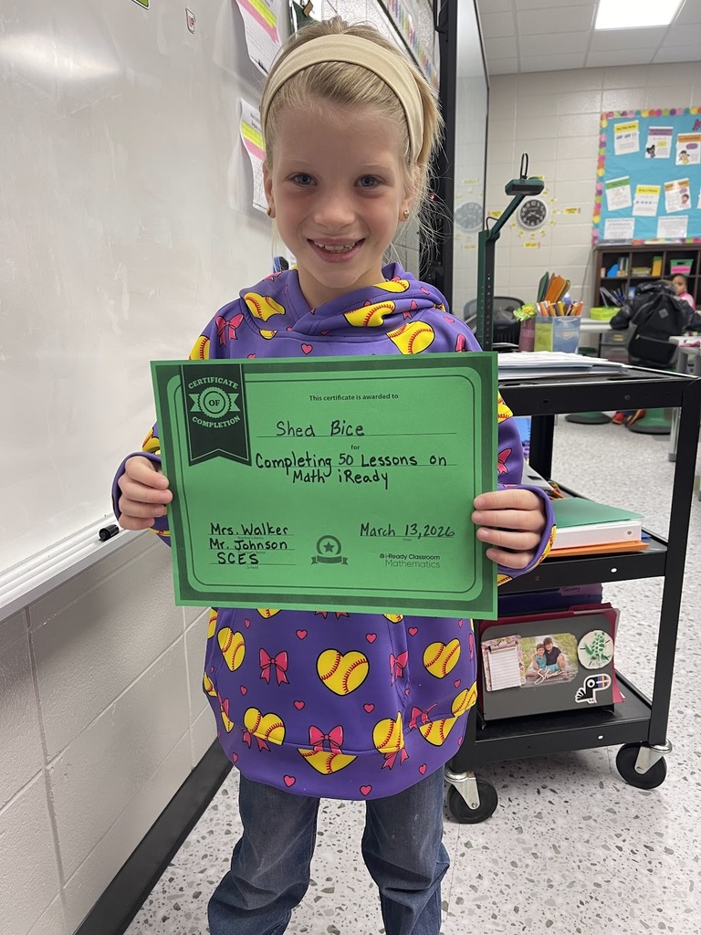 Mrs. Walker would like to give a shoutout to Shea Bice for completing 50 iReady lessons in math! Great Job!