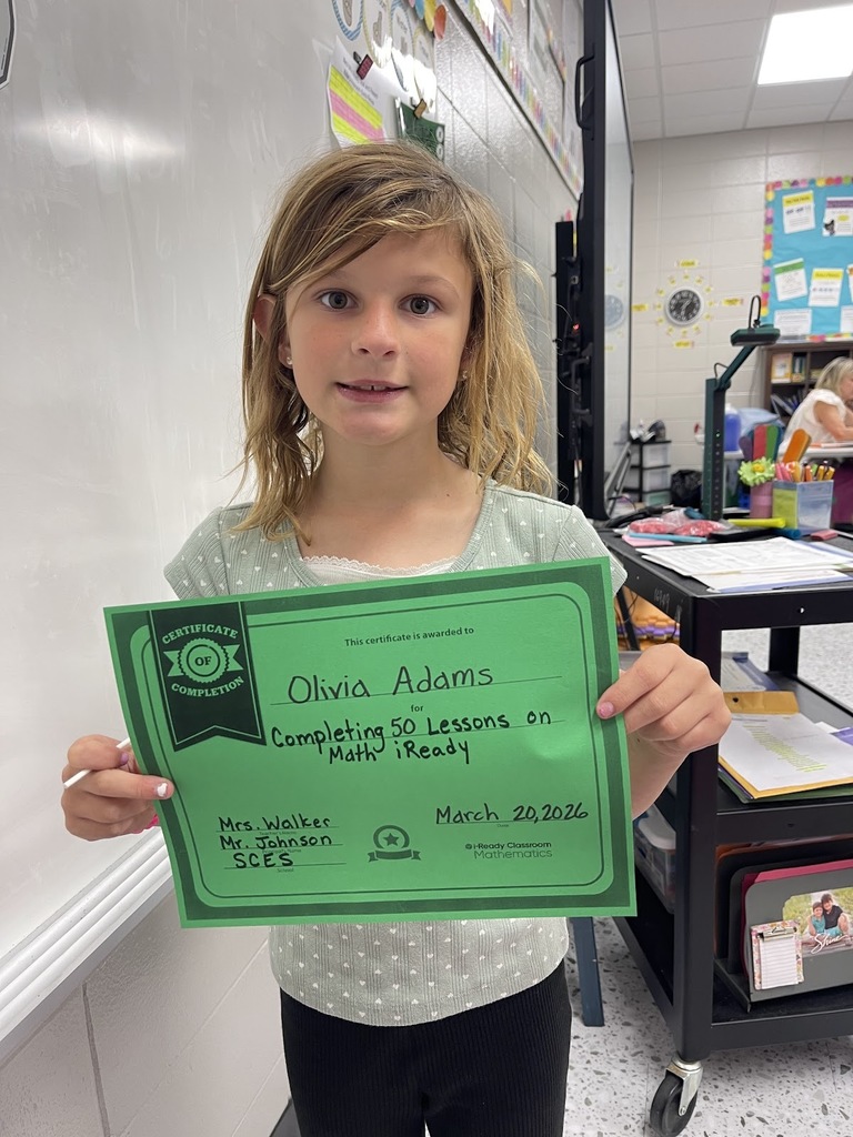 Congratulations to Olivia for completing 50 iReady math lessons!