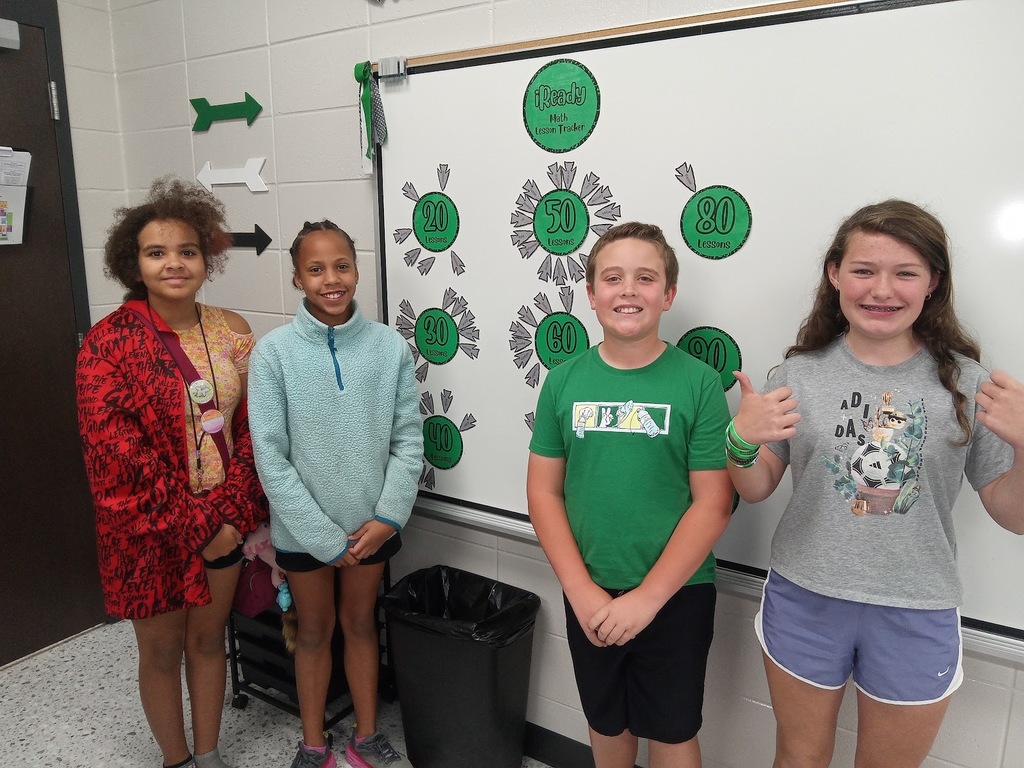 Mrs. Gross would like to congratulate Velzie, Wyatt Casper, Charlie, and Sadie for passing 60 iReady Math lessons. Wow! Keep it up!