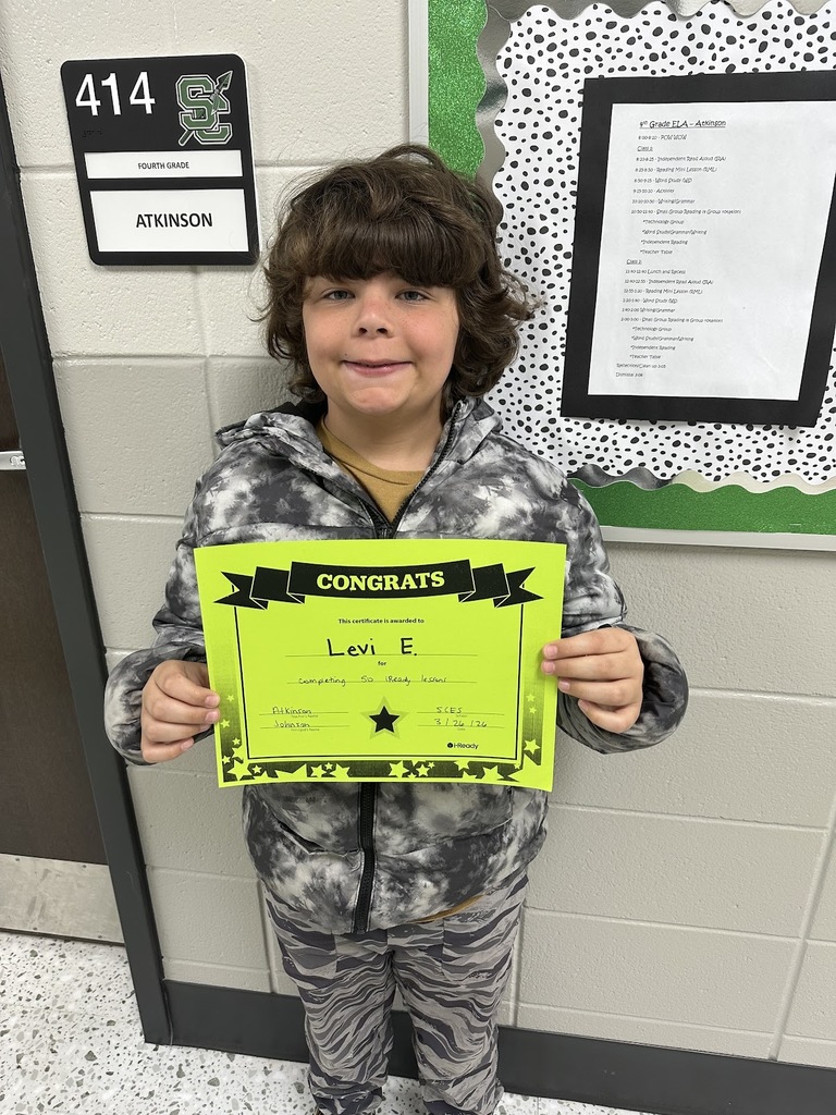 Mrs. Atkinson would like to give a SHOUT OUT to Levi Ezell for completing 50 iReady lessons. Great job!