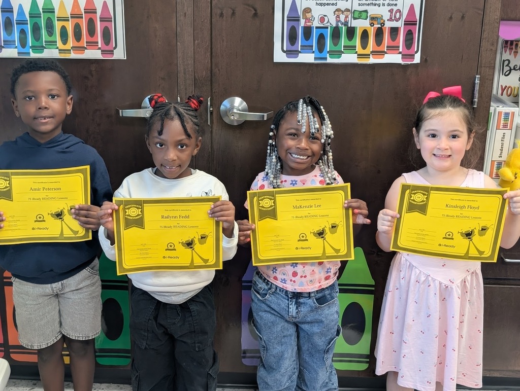 Ms. Armoray and Mrs. Michelle would like to give a shout to Amir Peterson, MaKenzie Lee, Kinsleigh Floyd, and Rai'Lynn Fedd for completing 75 Iready Reading lessons. Also, Lucia Rangel- Barragon for completing 75 I ready math lessons!
