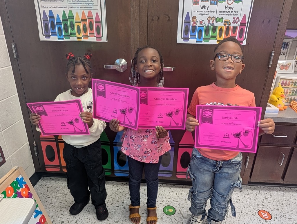 Ms. Armoray and Mrs. Michelle would like to give a shout out to Rai'Lynn Fedd, Korbyn Hale for completing 50 Iready math lessons and Gracelyn Donalson for completing 50 math and reading lessons!