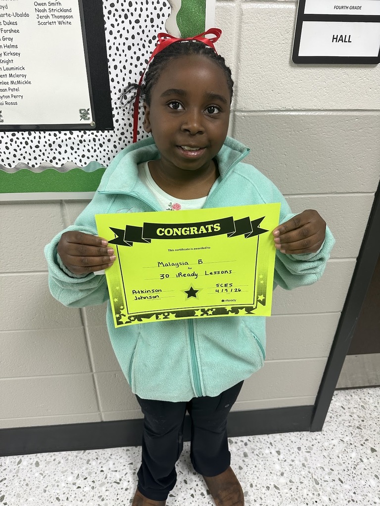 Mrs. Atkinson would like to give a SHOUT OUT to Malaysia Brown for completing 50 iReady lessons. Great job!