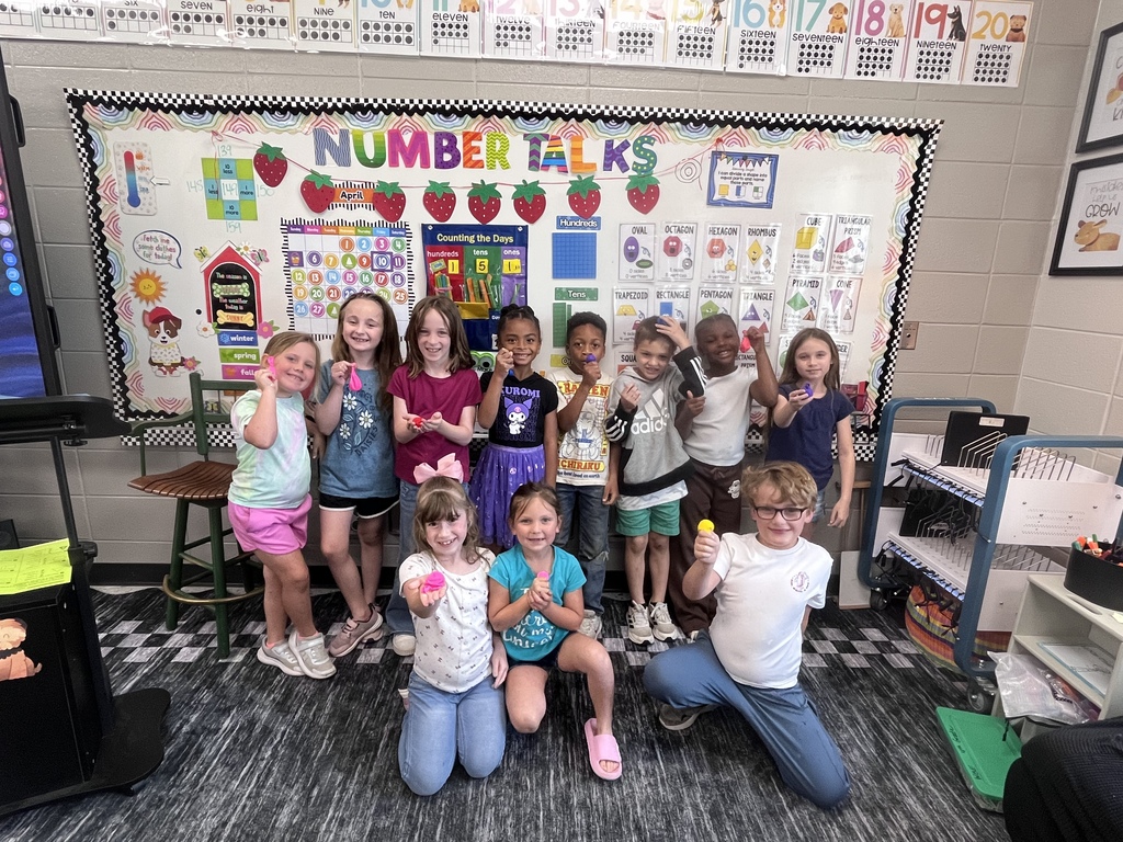 Ms. Tiffany would like to give these students from her math classes a shout out for making a 100 on their fraction comprehension comp check, meeting their I-Ready goals for the week, and for having good behavior all week! They celebrated by making needoh/stress balls!