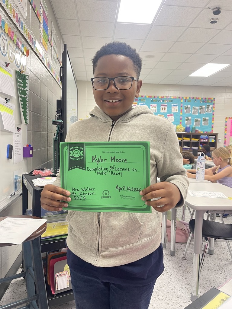 Kyler Moore has completed 50 iReady math lessons! Great Job!