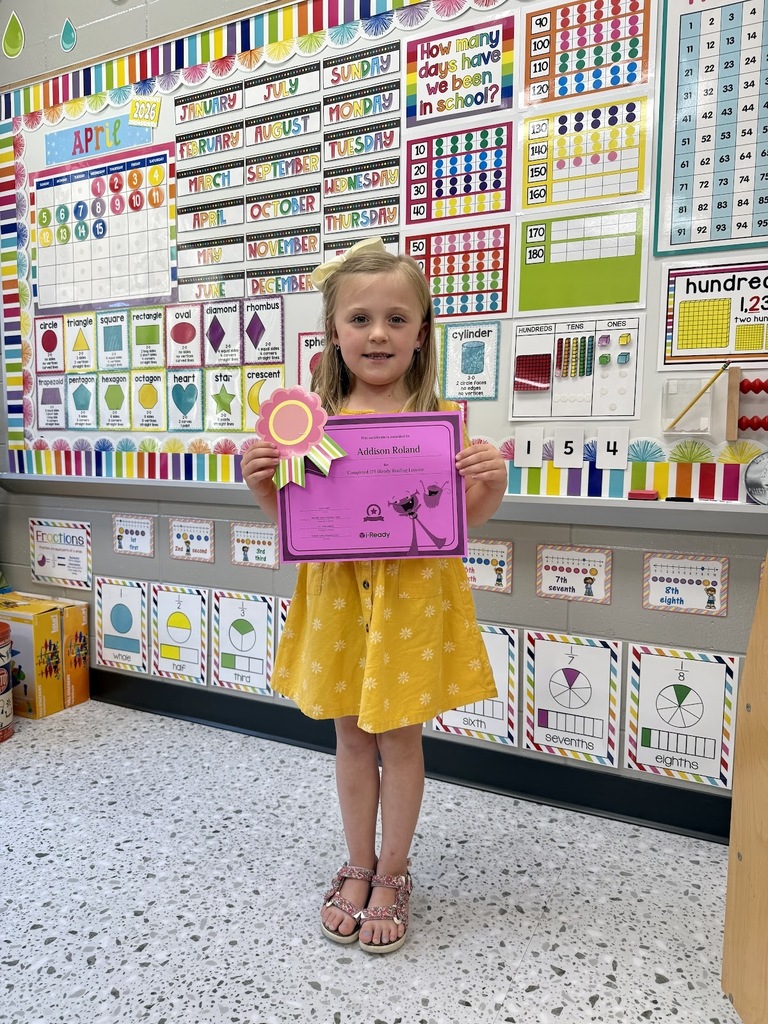 Miss Jodi Harper and Miss Jalee’ Conley would like to give a “SHOUT OUT” to Addison Roland for passing 125 iReady Reading lessons. Great job, Addison! 