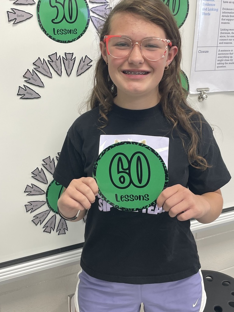 "Mrs. Croom would like to give a big Shout Out to Sadie Gribbins for earning 60 points in iReady Reading! 📚✨  Way to go, Sadie! Keep up the amazing work—we are so proud of you! 🎉👏"